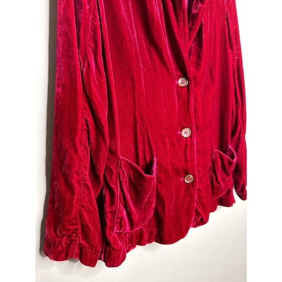 Velvet By Robert & Graham Rayna Velvet Blazer Red Button Up Medium RARE 18% Silk - Picture 4 of 16